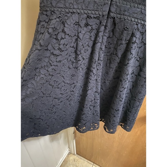 Loft Womens Little Black Dress Sz 14 Lace Fit & Flare Sleeveless Cocktail Party - Picture 8 of 9